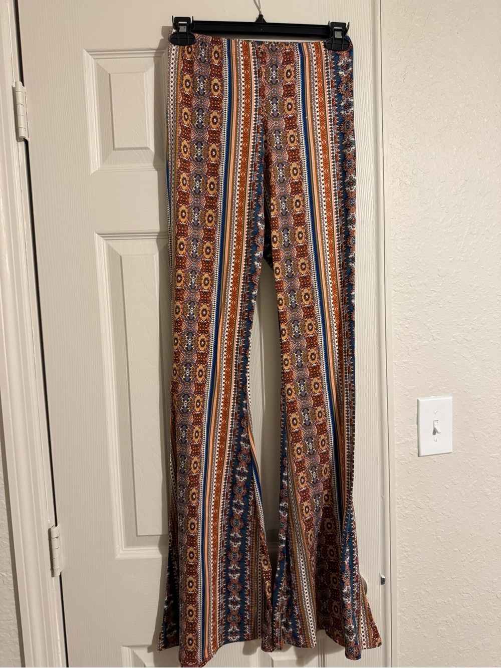 Windsor Rust and Navy Striped Boho Wide-Leg Leggings